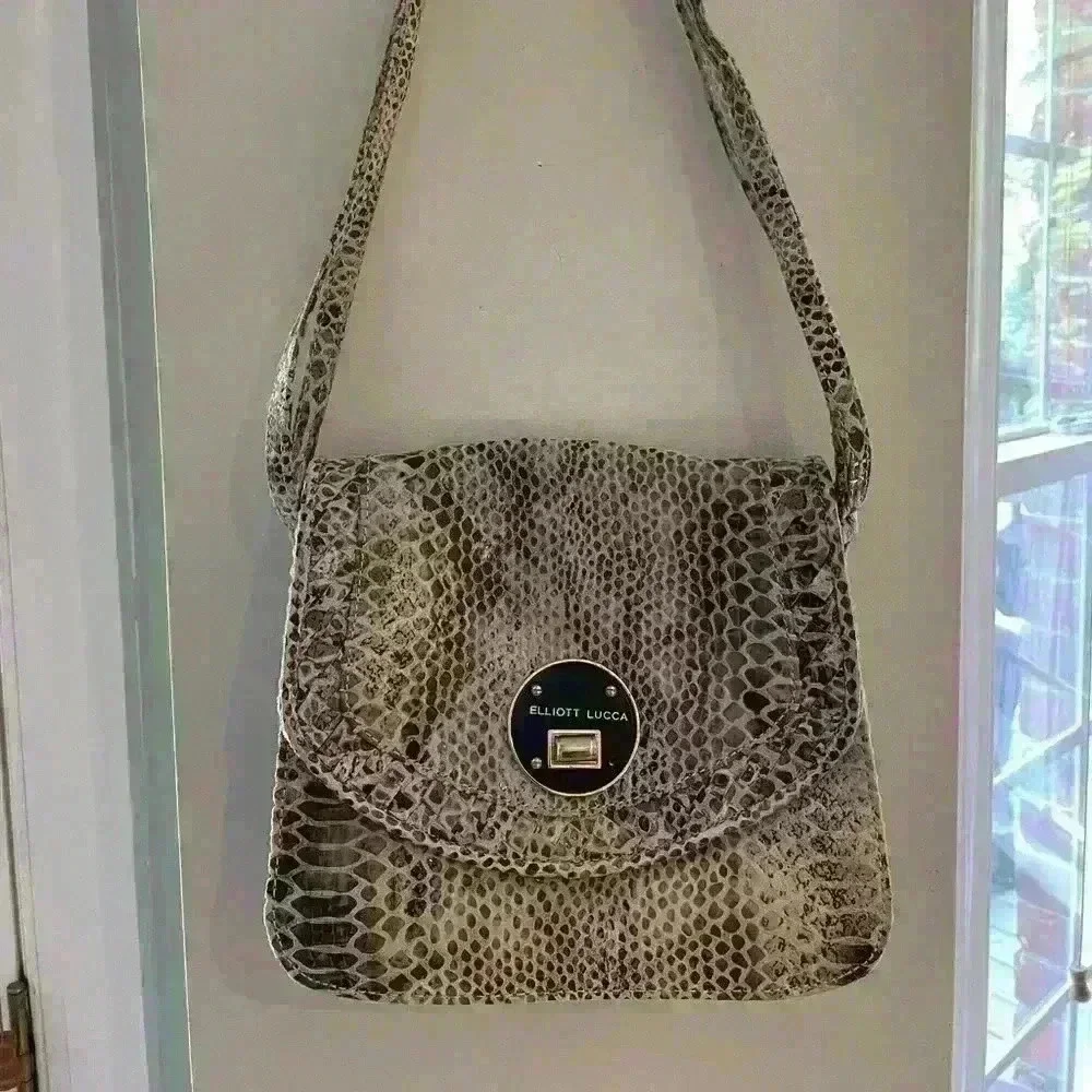 Elliott Lucca Leather Snakeskin Handbag